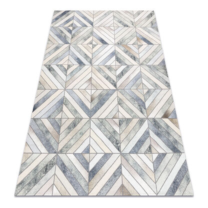 Dywan PATCHWORK 21721 beż / szary - Skóra bydlęca, geometryczny 