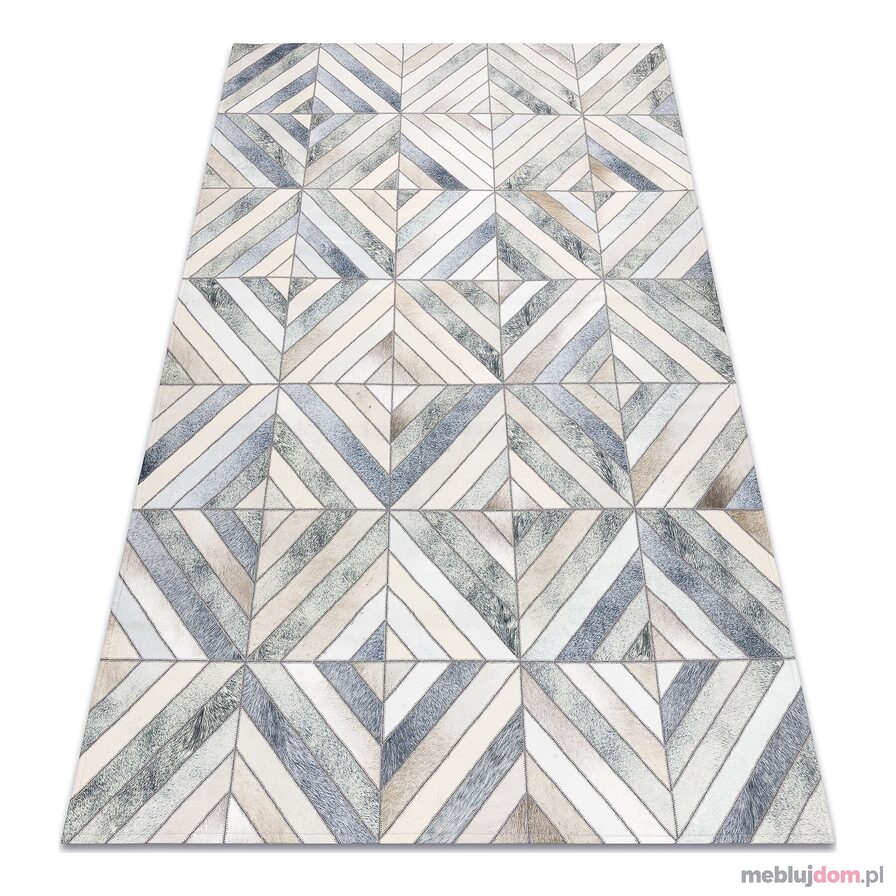 Dywan PATCHWORK 21721 beż / szary - Skóra bydlęca, geometryczny 