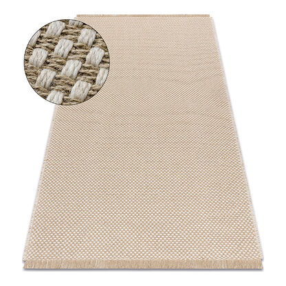 Dywan JUTE 3731 krem / beż - jutowy, płaskotkany, frędzle