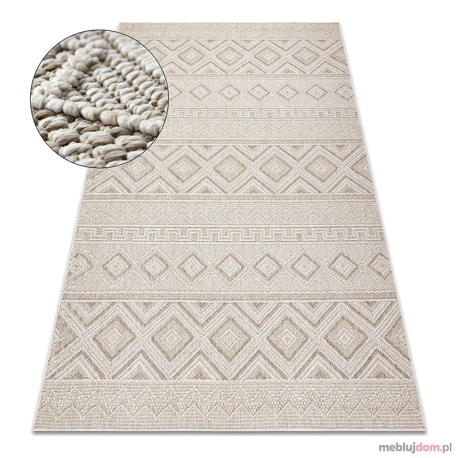 Dywan JERSEY 19234 beż - Romby, pętelkowy, strukturalny BOHO
