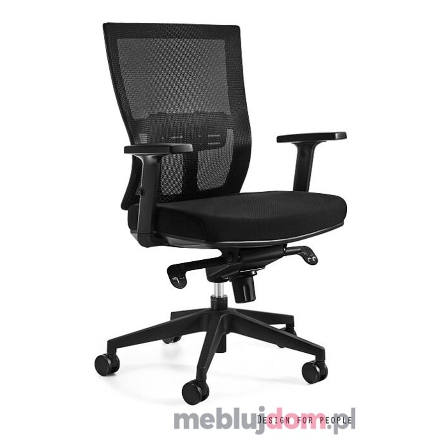 Fotel obrotowy LINK M Unique czarna tkanina/czarna siatka