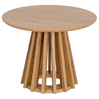 Okrągły stolik kawowy HARPER w odcieniu dębu naturalnego na designerskiej podstawie