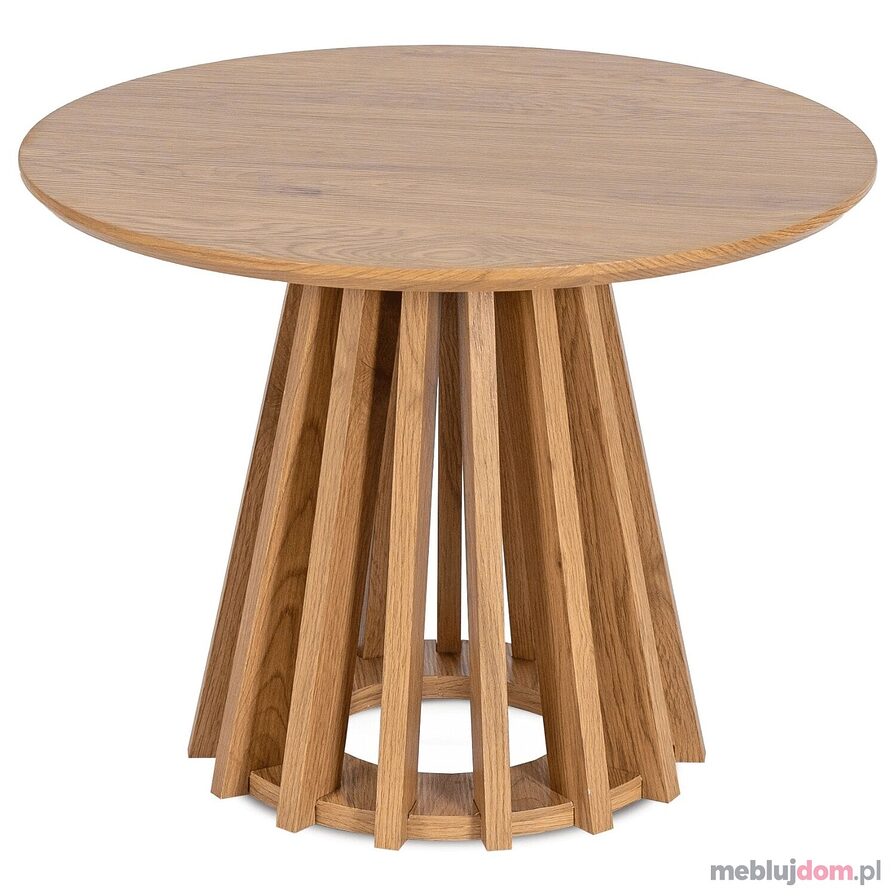 Okrągły stolik kawowy HARPER w odcieniu dębu naturalnego na designerskiej podstawie