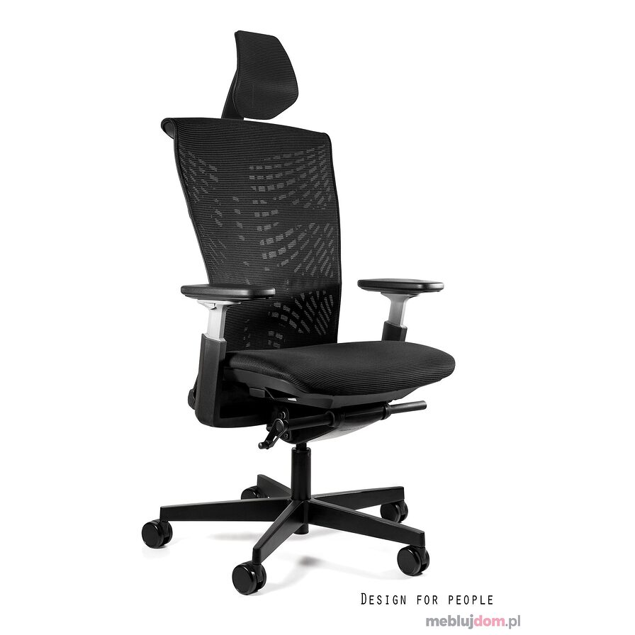 Fotel ergonomiczny REYA Siatka Unique czarny stelaż + czarna siatka