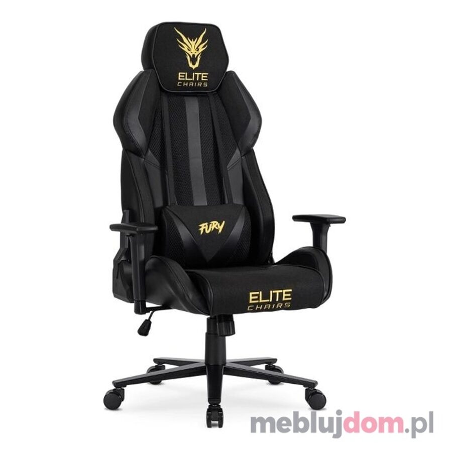 Fotel obrotowy FURY z żółtymi dodatkami