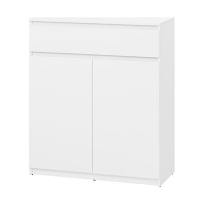 Biała dwudrzwiowa komoda do przedpokoju SIMPLY SM-02 z szufladą