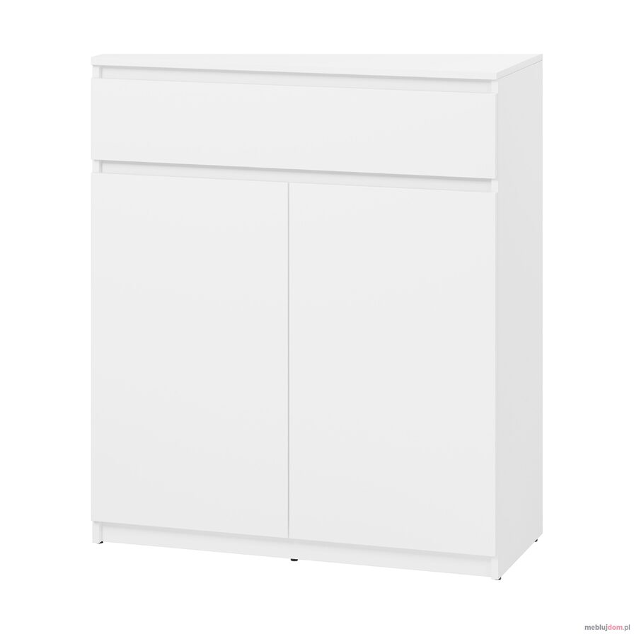 Biała dwudrzwiowa komoda do przedpokoju SIMPLY SM-02 z szufladą