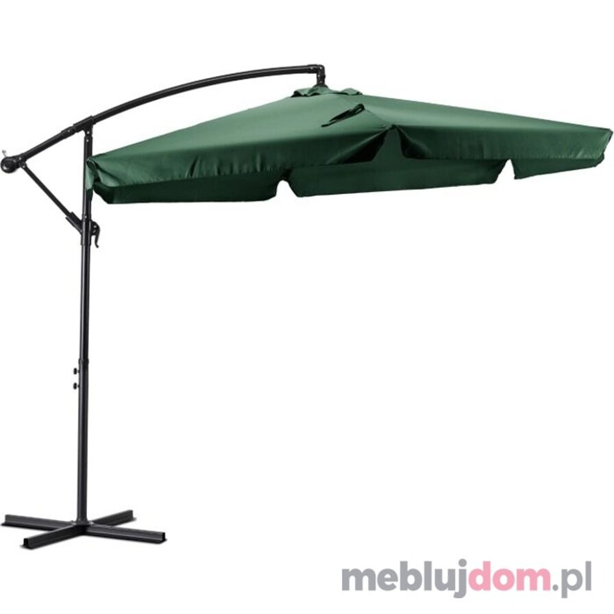 Zielony parasol ogrodowy na czarnym stelażu ARKON