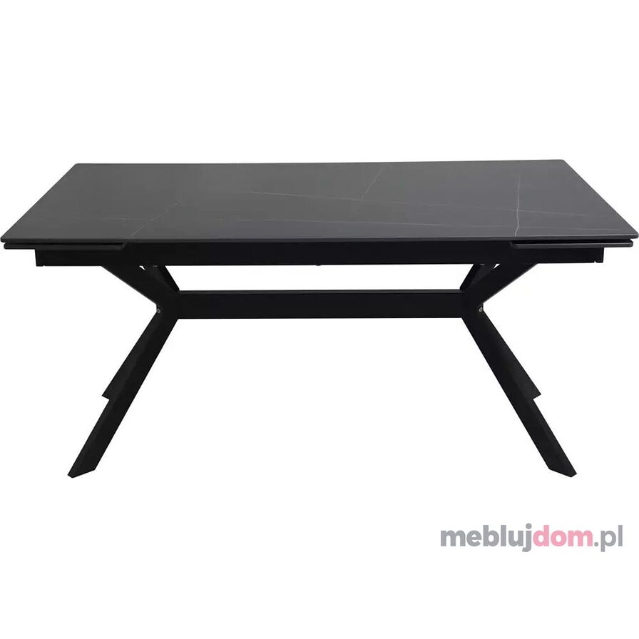 Stół ceramiczny rozkładany IMPERIA Signal w odcieniu czarnego marmuru na czarnej metalowej podstawie 
