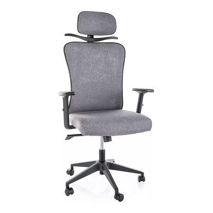 Szary fotel ergonomiczny Q-080M z regulowanymi podłiketnikami, zagłówkiem i odcinkiem lędźwiowym