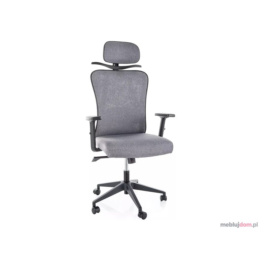Szary fotel ergonomiczny Q-080M z regulowanymi podłiketnikami, zagłówkiem i odcinkiem lędźwiowym