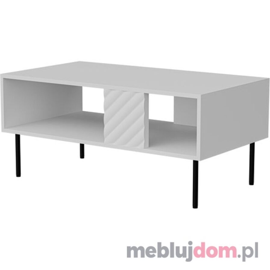 Biała ława LUCCA na czarnych metalowych nogach 