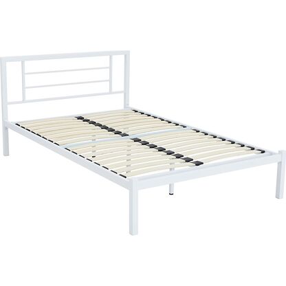 Białe łóżko metalowe LM2-FX 120x200