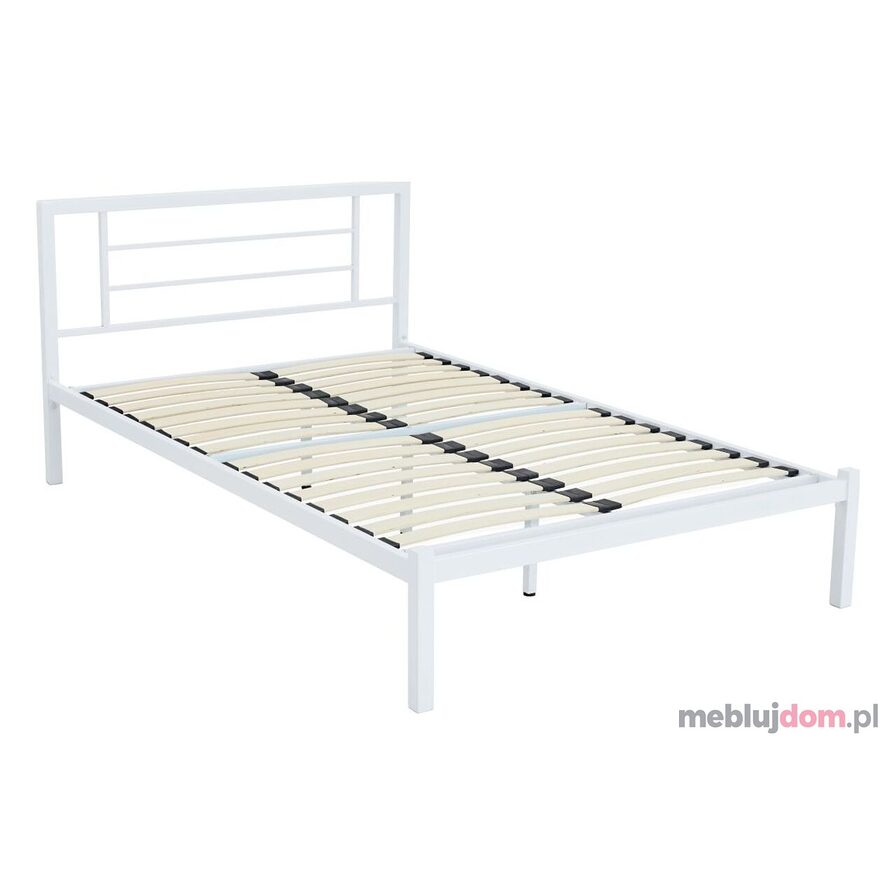 Białe łóżko metalowe LM2-FX 120x200