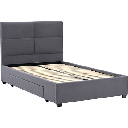 Szare łóżko tapicerowane LT3-FX 120x200 z szufladą