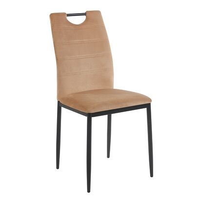 Krzesło K13-FX VELVET w odcieniu cappuccino na czarnych metalowych nogach