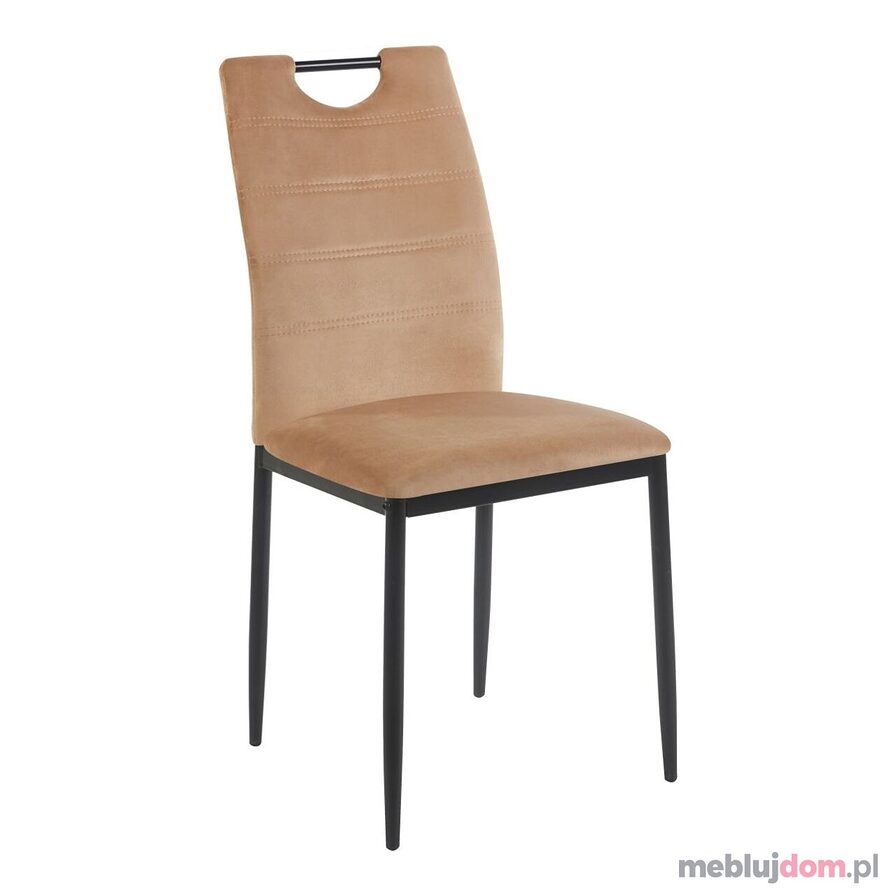 Krzesło K13-FX VELVET w odcieniu cappuccino na czarnych metalowych nogach