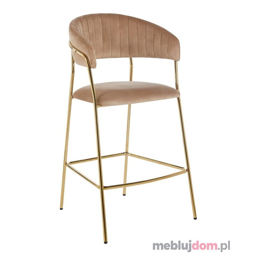 Hoker H3-FX tapicerowany tkaniną typu velvet w odcieniu cappuccino na złotej chromowanej podstawie