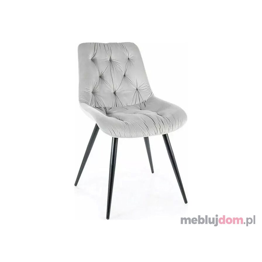 Krzesło tapicerowane pikowane PRAGA VELVET Signal bluvel 03 jasnoszare