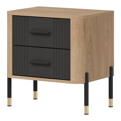 Szafka nocna DANTE DT21 w odcieniu dębu cremona torro z antracytowym frontem z czarnymi uchwytami