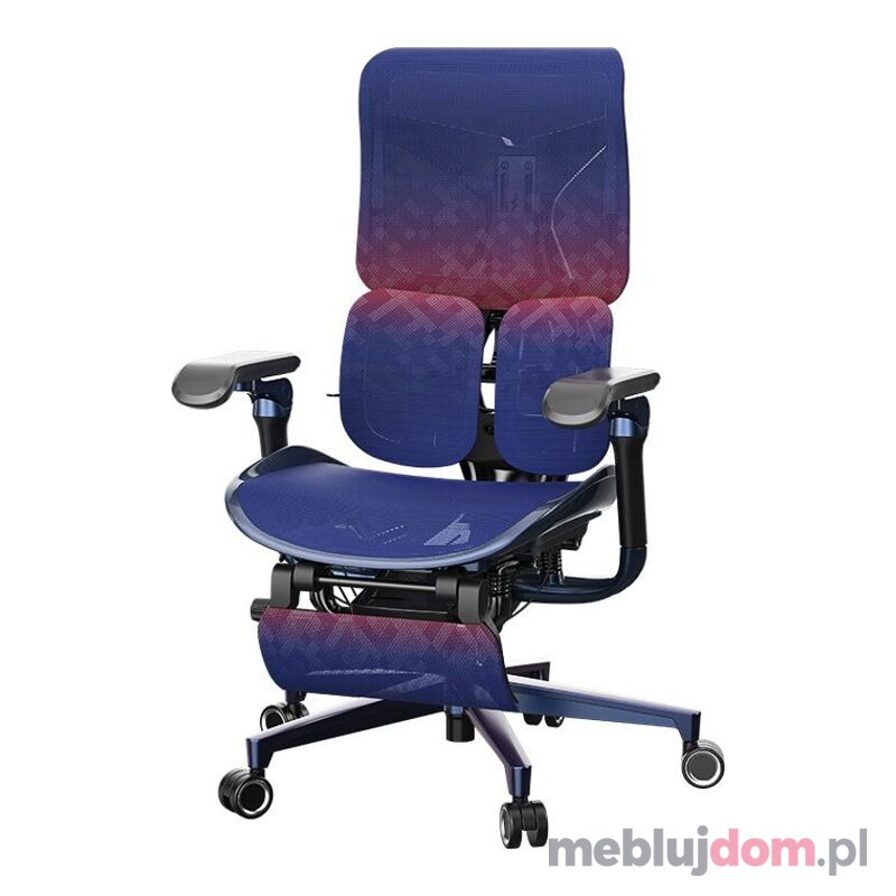 Fotel gamingowy GAME PLUS w gradiencie koloru niebieskiego i czerwonego