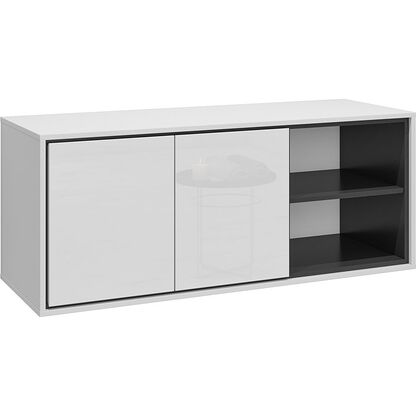 Dwudrzwiowa szafka pod umywalkę IRVINE 60 w białym odcieniu z otwartymi półkami
