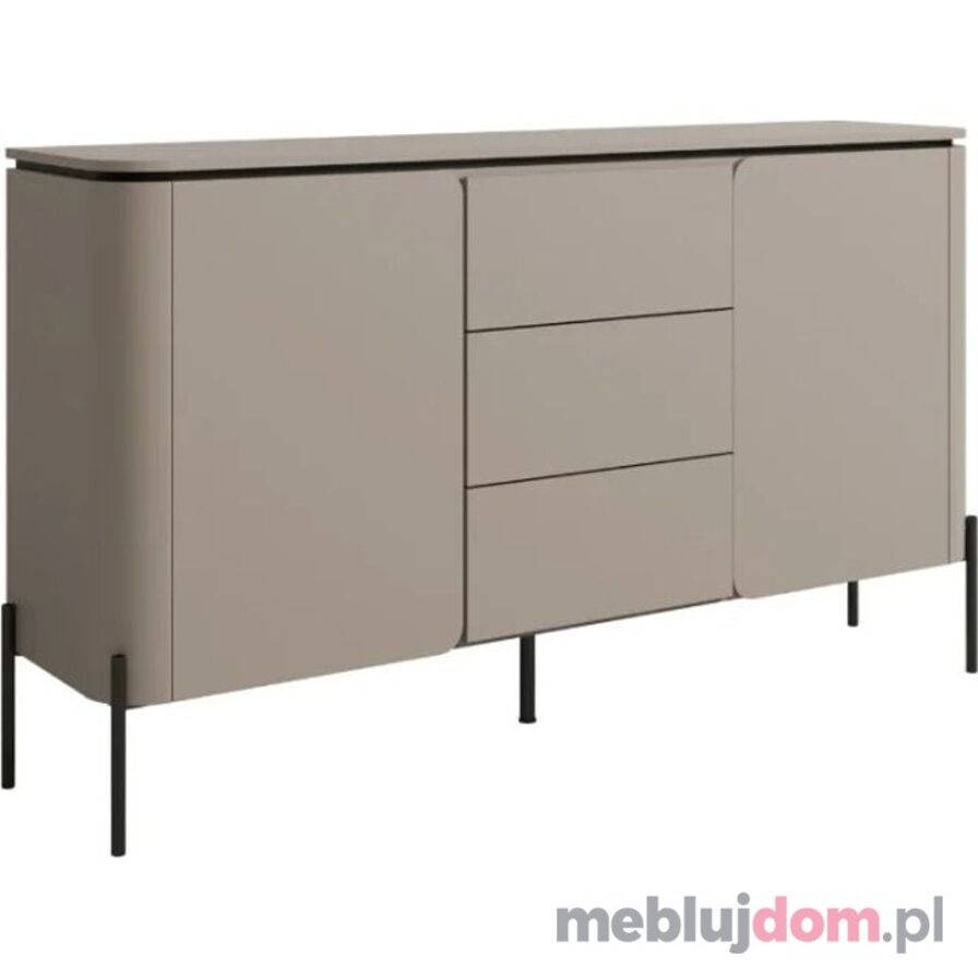 Dwudrzwiowa komoda BELLO 26 w odcieniu congo z szufladami na czarnych metalowych nogach