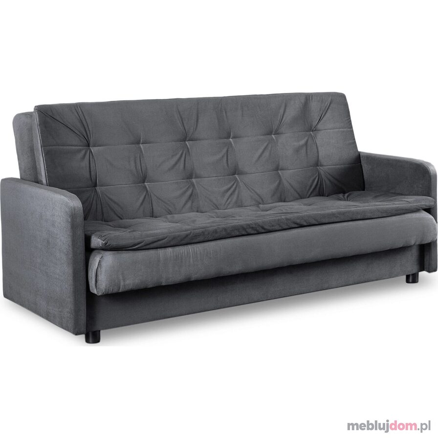 Szara sofa z funkcją spania i pojemnikiem na pościel STELLA