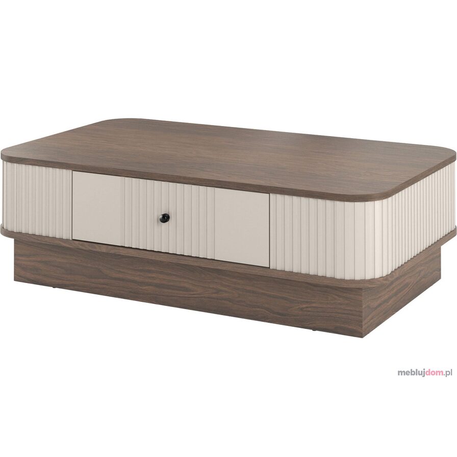 Ława stolik kawowy VESPER 3 103 1SZ w kolorze orzech + kaszmir z ryflowaniami czarne uchwyty