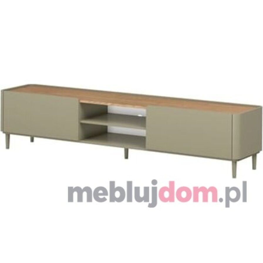 Szafka stojąca na nóżkach RTV ELIVO 220 cm w kolorze eukaliptus + dąb baltic dune