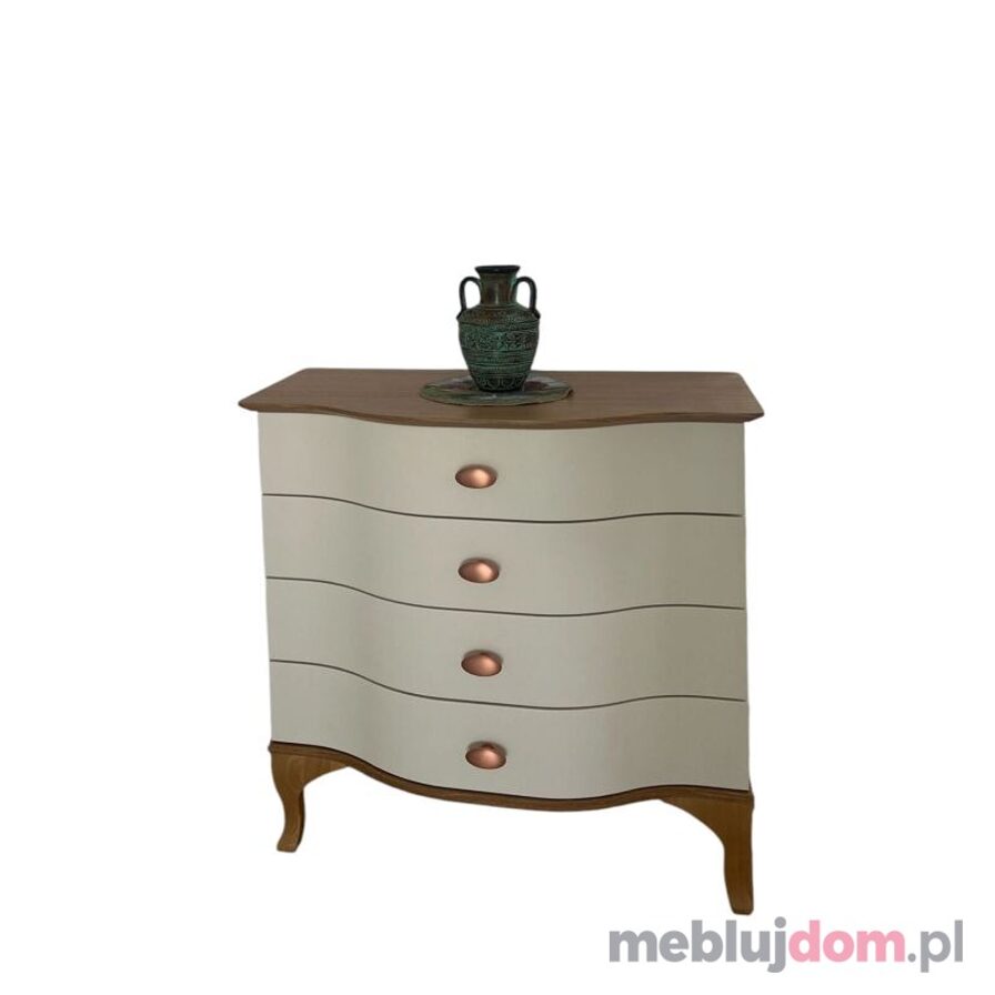 Biała komoda na drewnianych nóżkach MADERA DR02 z szufladami