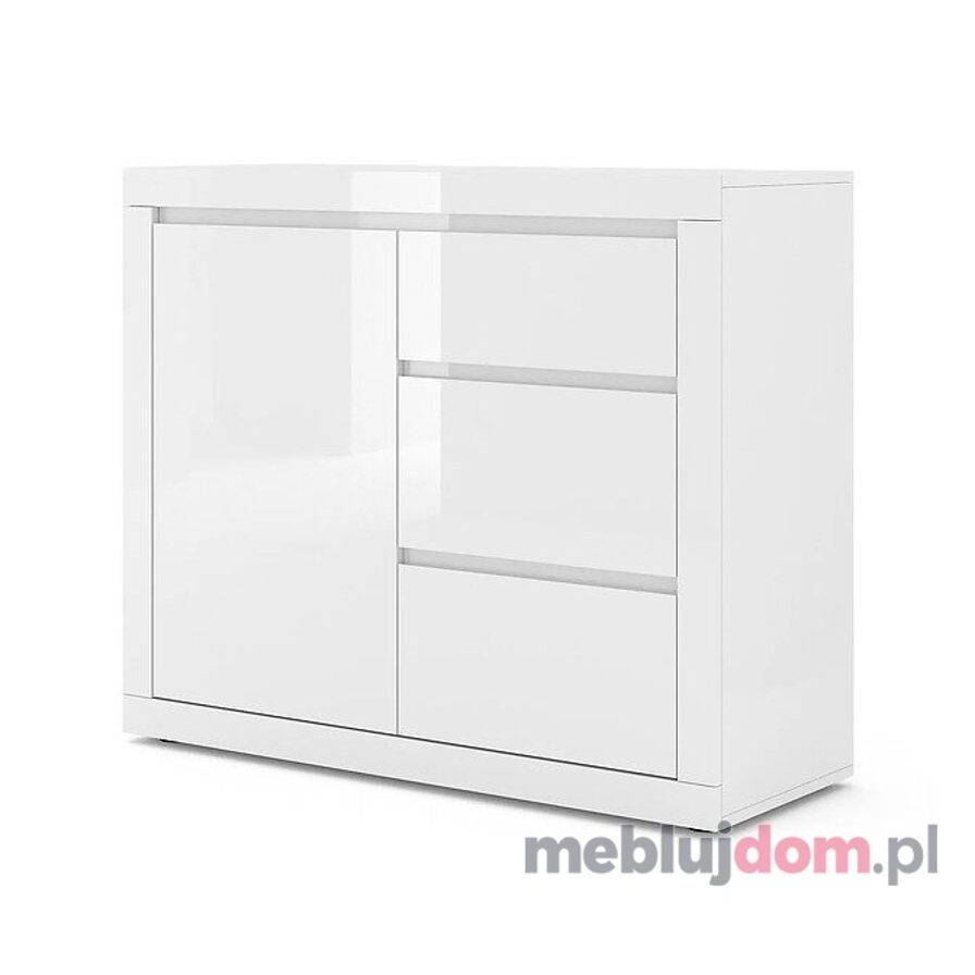 Jednodrzwiowa biała komoda BELLO II 105 z szufladami