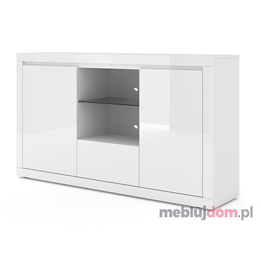 Wysoka komoda / Szafka RTV SERENO 150 VI w białym odcieniu z szufladą