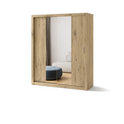 Szafa dwudrzwiowa z lustrem IDEA ID-03 w odcieniu san remo