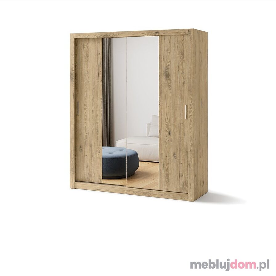 Szafa dwudrzwiowa z lustrem IDEA ID-03 w odcieniu san remo