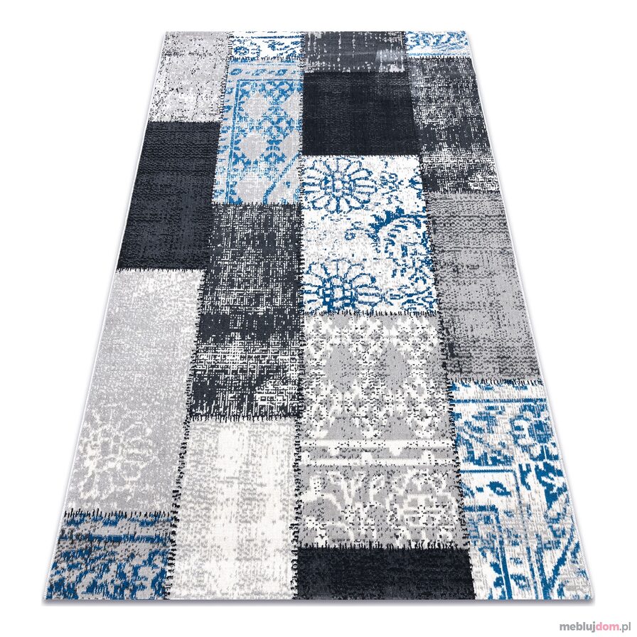Dywan Vintage 22218053 szary / niebieski patchwork