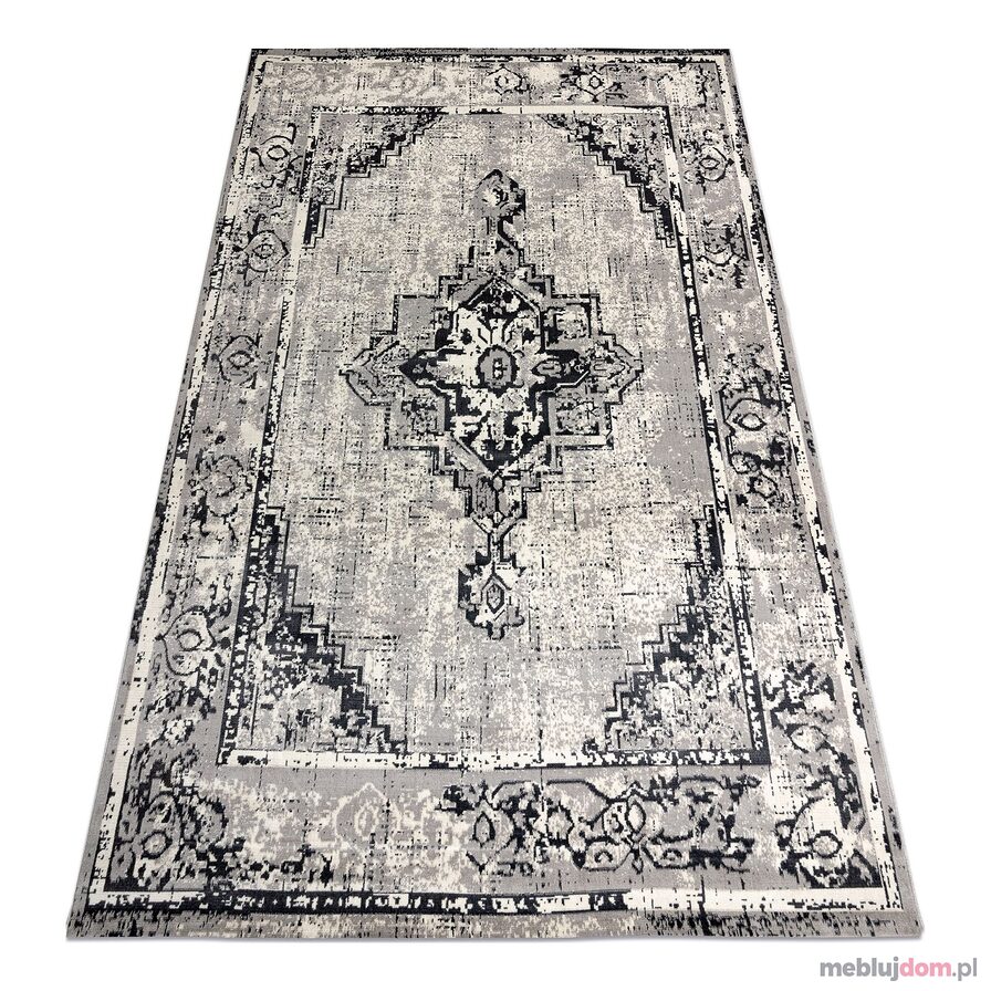 Dywan Vintage Ramka rozeta przecierany 22235556 szary / czarny