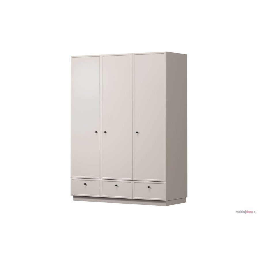 Szafa LORINI 150 w odcieniu kaszmiru z czarnymi uchwytami w formie gałek