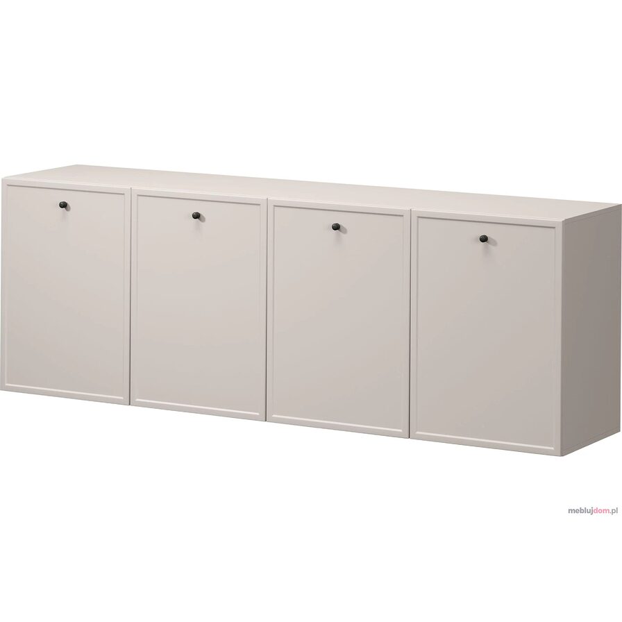 Wisząca komoda LORINI 200 w odcieniu kaszmiru z czarnymi uchwytami w formie gałek