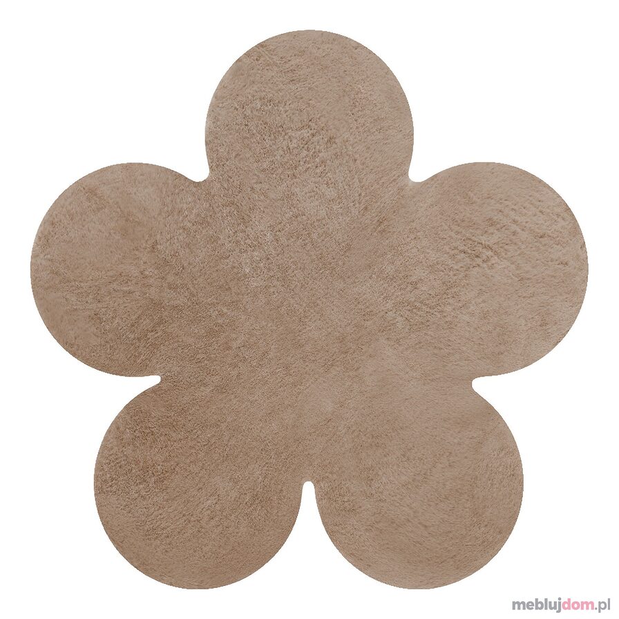 Dywan SHAPE 3106 Kwiatek Shaggy - camel, beż pluszowy, antypoślizgowy, do prania