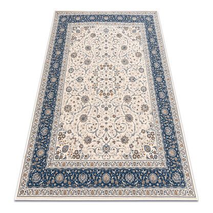 Dywan NAIN Ornament, ramka 7179/51613 beż / niebieski
