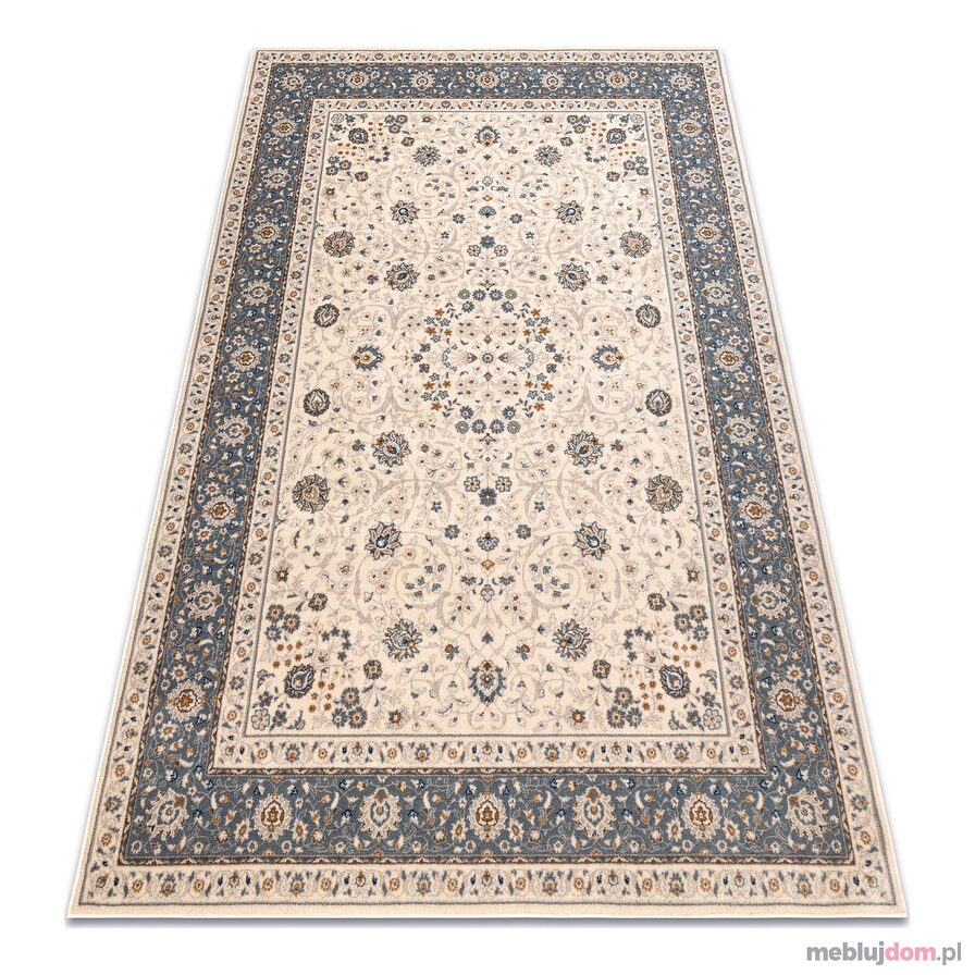 Dywan NAIN Ornament, ramka 7179/51643 beż / niebieski