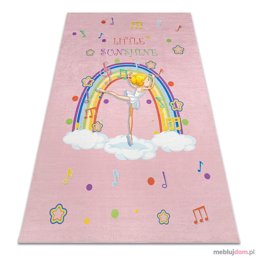 Dywan do prania BAMBINO 41870 Balerina, tęcza dla dzieci, antypoślizgowy - różowy