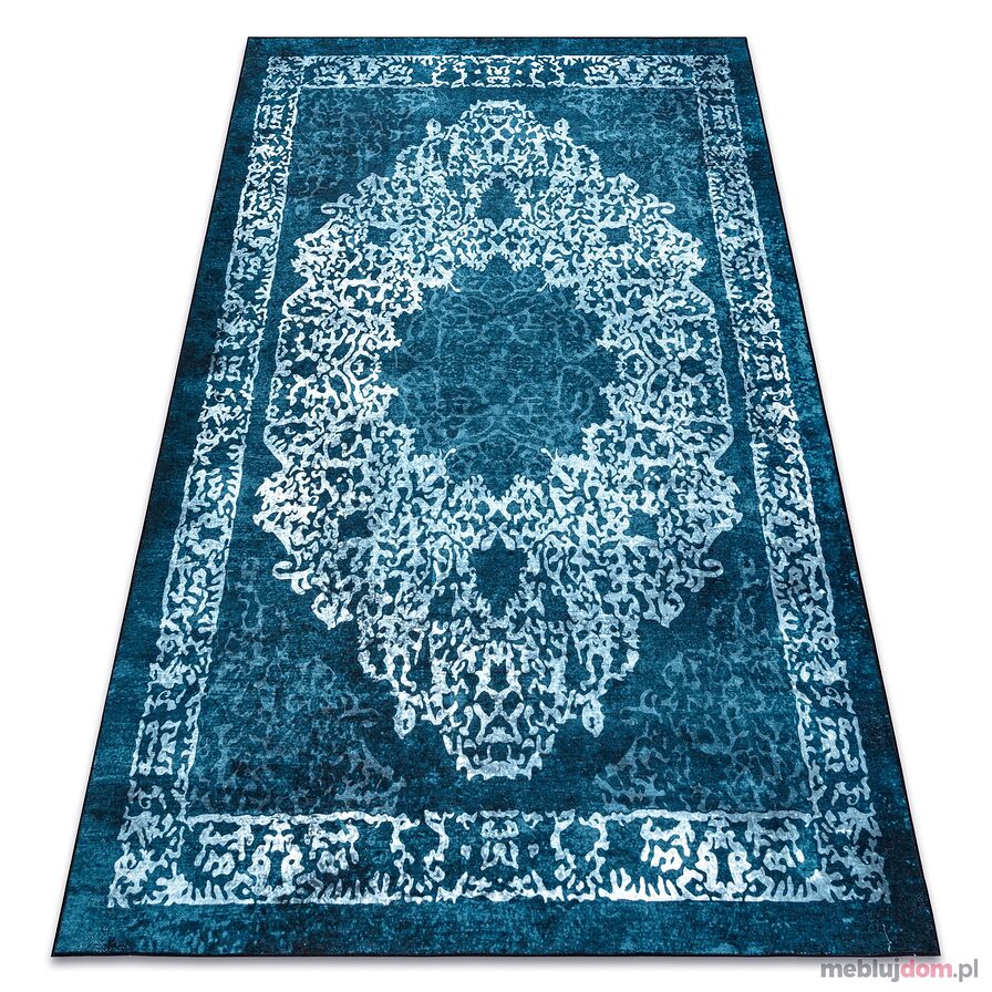 Dywan ANTIKA 123 tek, nowoczesny ornament, do prania - niebieski