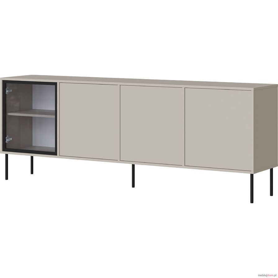 Komoda DOMI 200 w odcieniu kaszmiru na metalowych czarnych nóżkach
