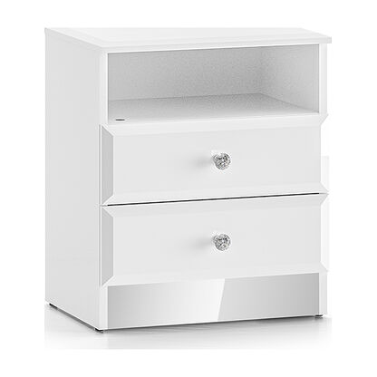 Biała szafka nocna GLAMOUR 04 z szufladami i wnęką