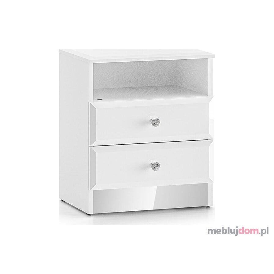 Biała szafka nocna GLAMOUR 04 z szufladami i wnęką