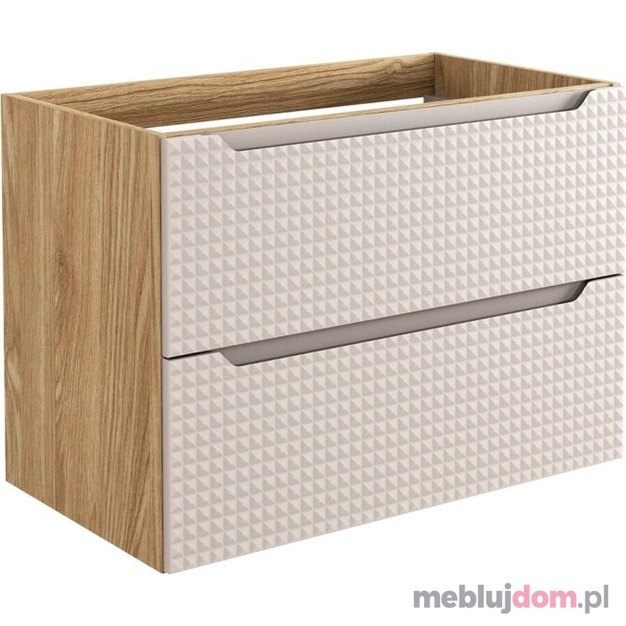 Szafka pod umywalkę LUXOR BEIGE 82-80-2S w odcieniu beżu i dębu olejowanego z szufladami