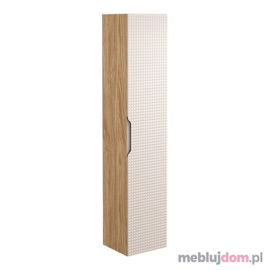 Szafka wysoka łazienkowa LUXOR BEIGE 80-01-1D w odcieniu beżu i dębu olejowanego