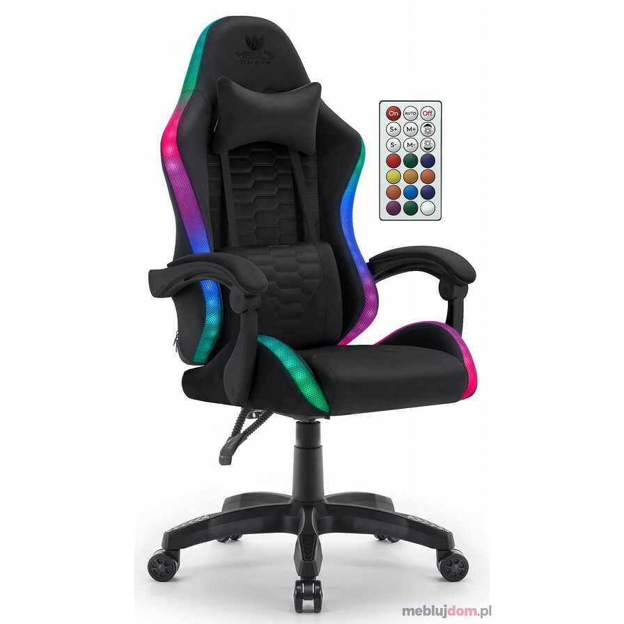 Fotel gamingowy HC-1000 LED Tkanina czarny